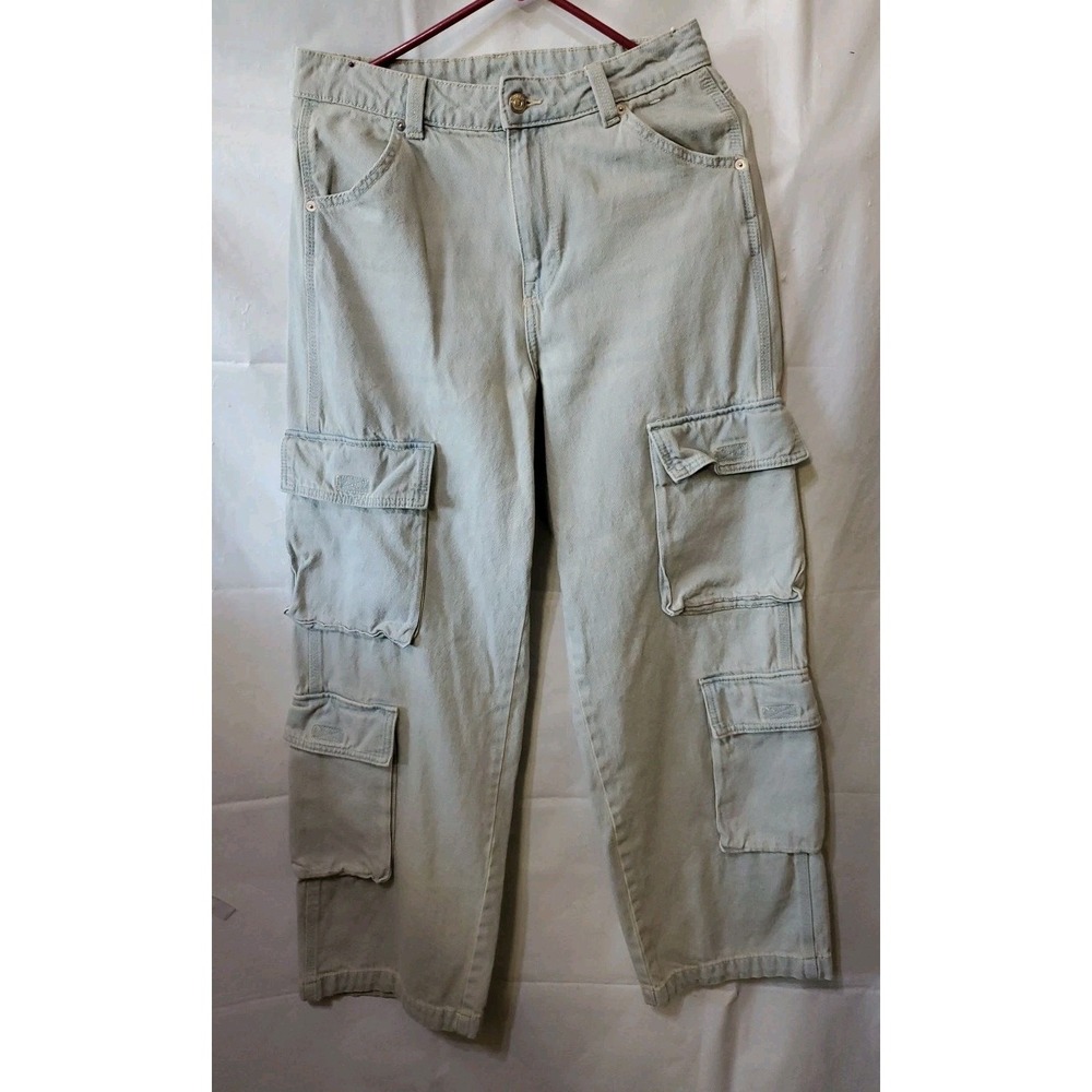 H&M Divided Cargo Jeans Womens Size 6 Faded Baggy Loose Fit Wide Leg Y2K Preppy